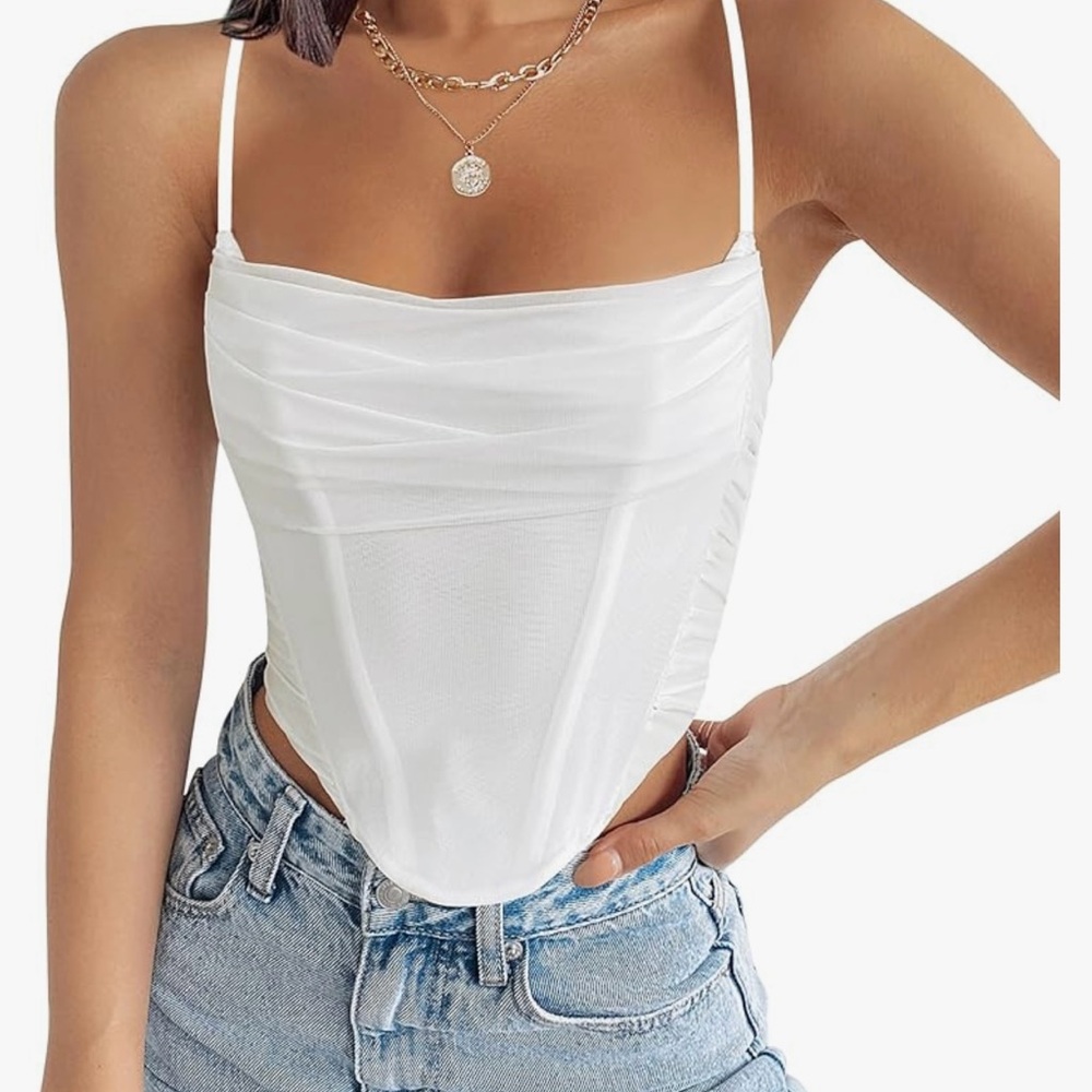 white corset going out top